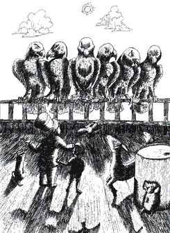 Reader-commenters are vacuous birds of prey for some members of the media's old guard - drawing by Hugh Lofting 1886-1947