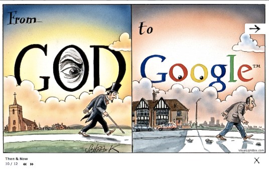 Cartoon displayed with the kind permission of Peter Schrank, whose gorgeous, incisively impish web site banishes all woe