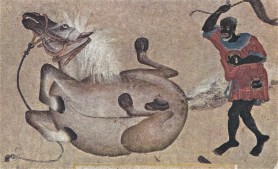 Whipped, if not quite dead: the putative whistleblower’s surveillance story -- with legs -- ‘Horse and groom,’ 15th-century, Turkish Miniatures, Mentor-UNESCO, 1965