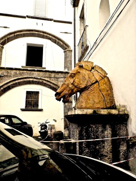 All things material must pass or be set aside – not unlike this head of a grand old equestrian statue mouldering in a seedy car park. The construction of our online lives in software — ‘pure thought stuff’ — is even more ephemeral  - photograph by MIL22