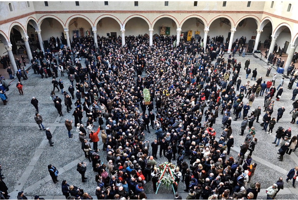 Umberto Eco funeral, Sforza Castle inner courtyard