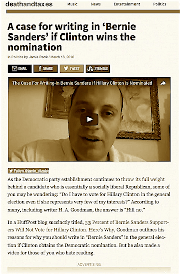 Noticing the to-hell-with-objectivity coverage of the presidential race by some old media organs would be lonely without new media sites like deathandtaxesmag.com 
