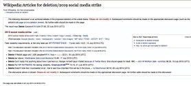 Wikipedia decision to delete '2019 Social Media Strike' on 22 July 2019 postgutenberg@gmail.com